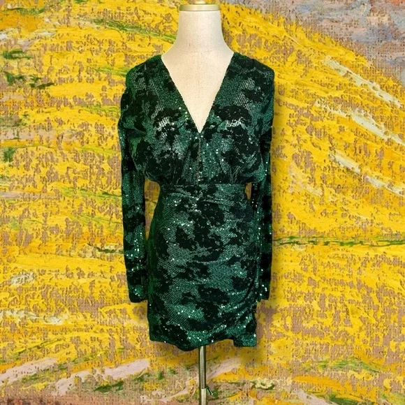 chinese dress ladies Zelda Mini Dress ~ Emerald Sequins  Show Me Your Mumu